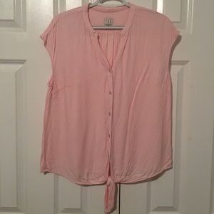 A New Day Pink Stripe Tie Front Sleeveless Top